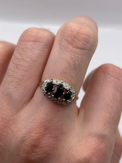 9ct gold sapphire and diamond ring