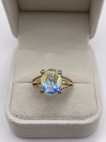 9ct gold topaz and diamond ring