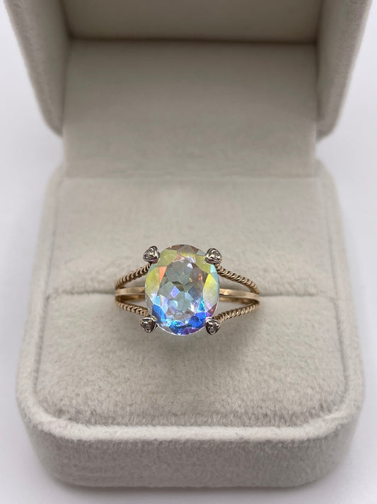 9ct gold topaz and diamond ring