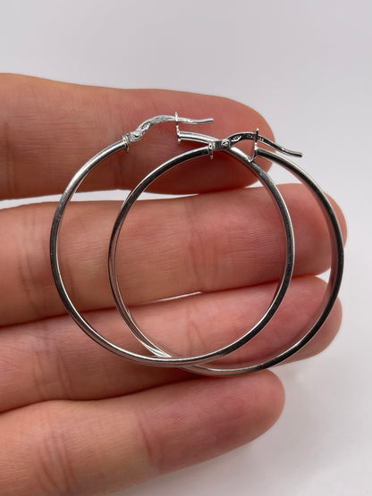 9ct white gold creole earrings