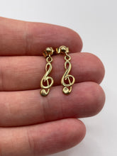 Load image into Gallery viewer, 9ct gold musical note earrings
