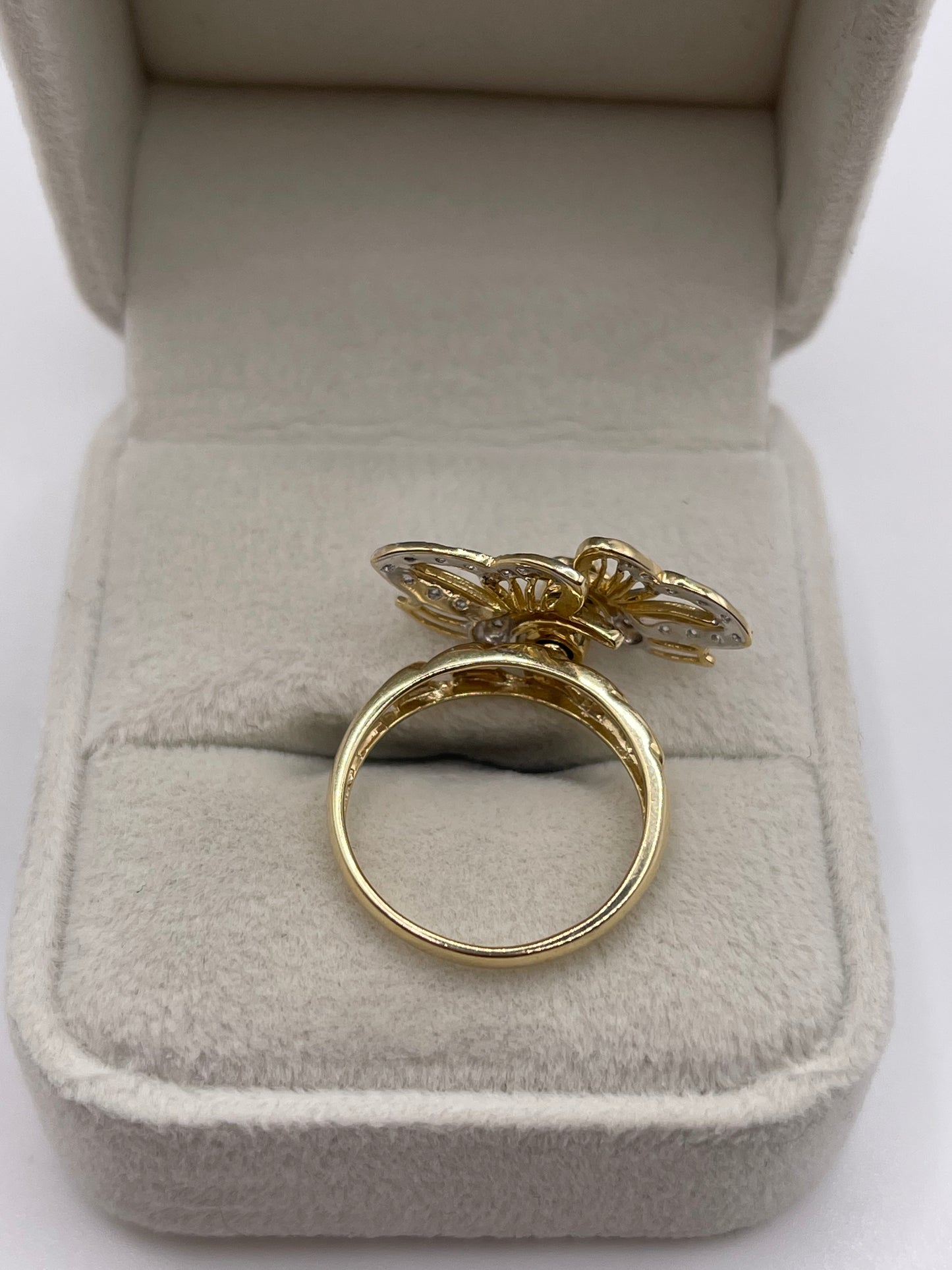 14ct gold cz spinner ring