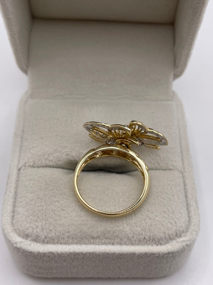 14ct gold cz spinner ring