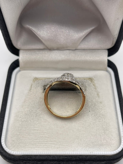 9ct gold 1.5ct diamond cluster ring