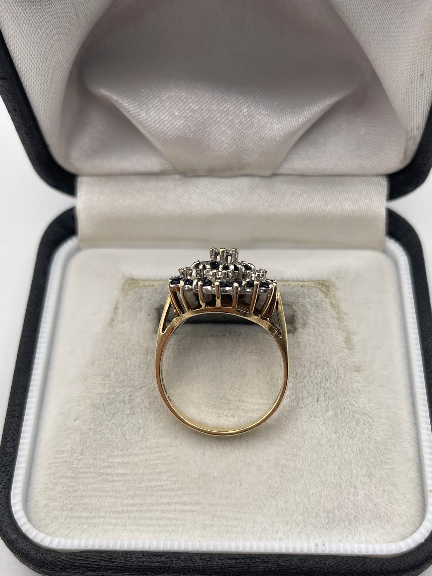 9ct gold sapphire and diamond cluster ring