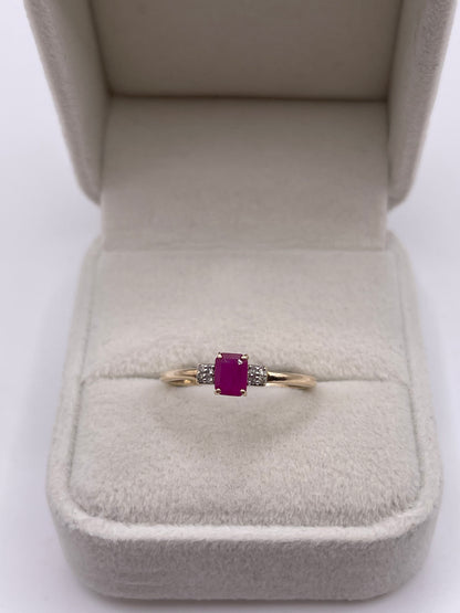 9ct gold ruby and diamond ring