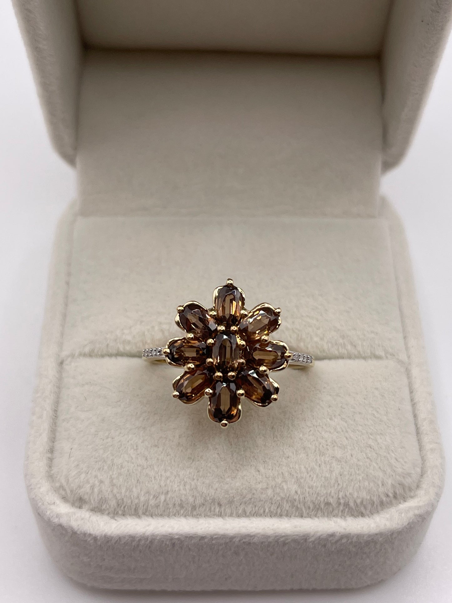 9ct gold andalulsite and diamond ring