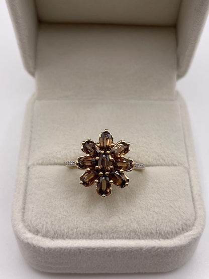 9ct gold andalulsite and diamond ring