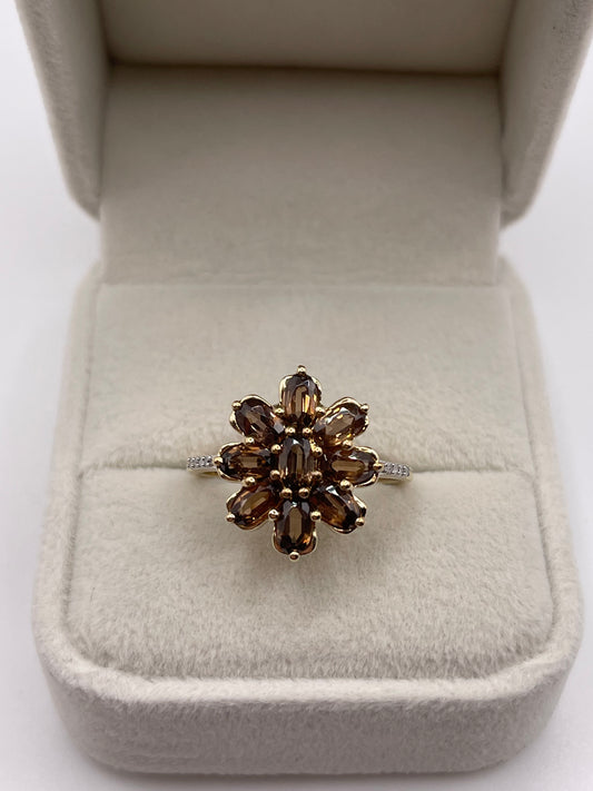 9ct gold andalulsite and diamond ring