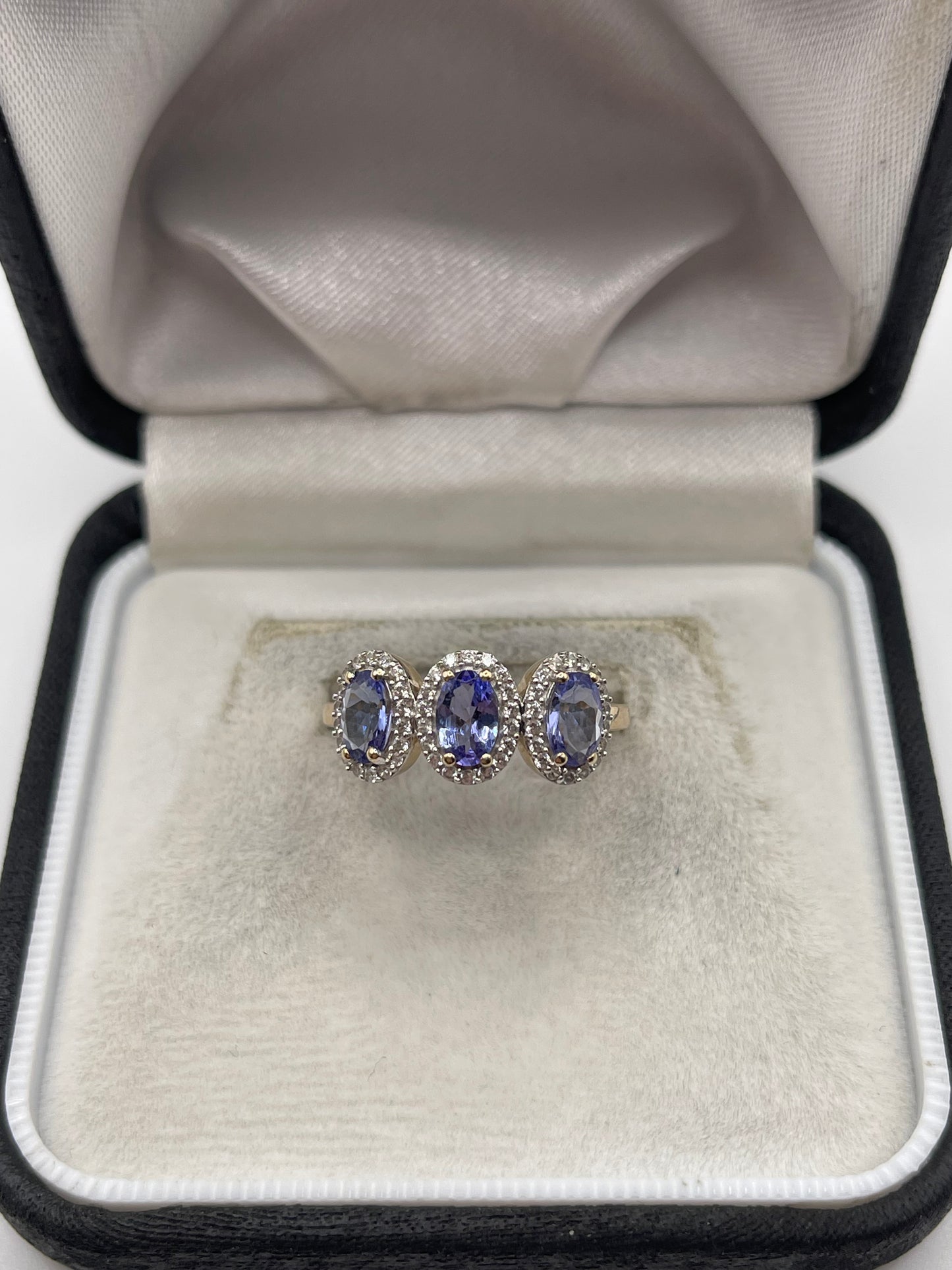 9ct gold tanzanite and zircon ring