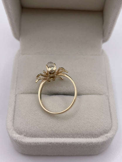 9ct gold moonstone and diamond spider ring