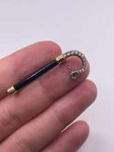 Load image into Gallery viewer, 9ct and silver diamond and onyx umbrella brooch
