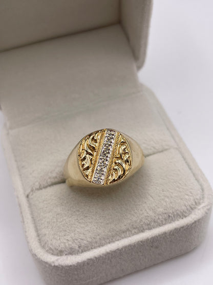 9ct gold diamond signet ring