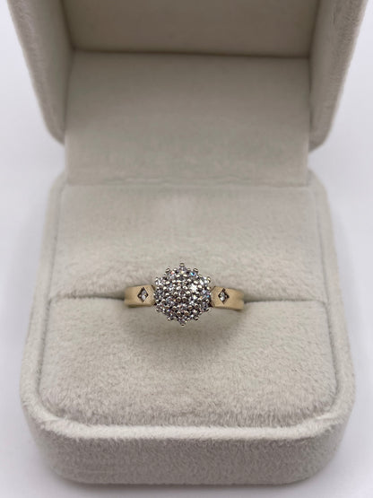 9ct gold diamond cluster ring