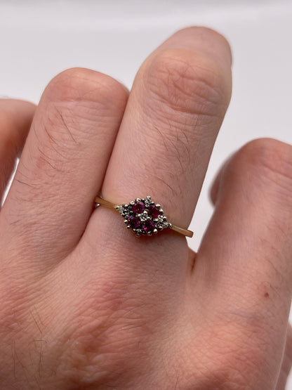 9ct gold ruby and diamond ring