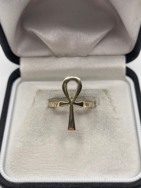9ct gold ankh ring