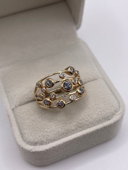 9ct gold quartz and zircon ring