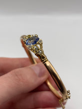 Load image into Gallery viewer, 9ct rose gold sapphire and diamond bangle
