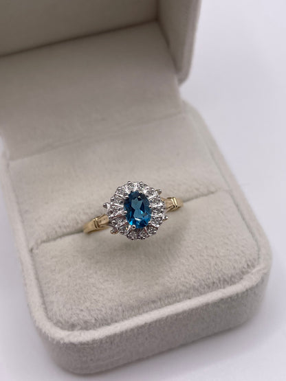 9ct gold topaz and diamond ring