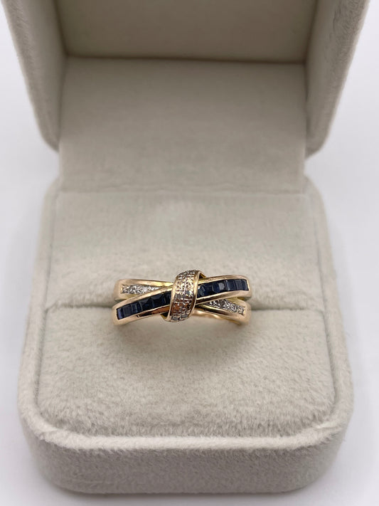 9ct gold sapphire and diamond ring