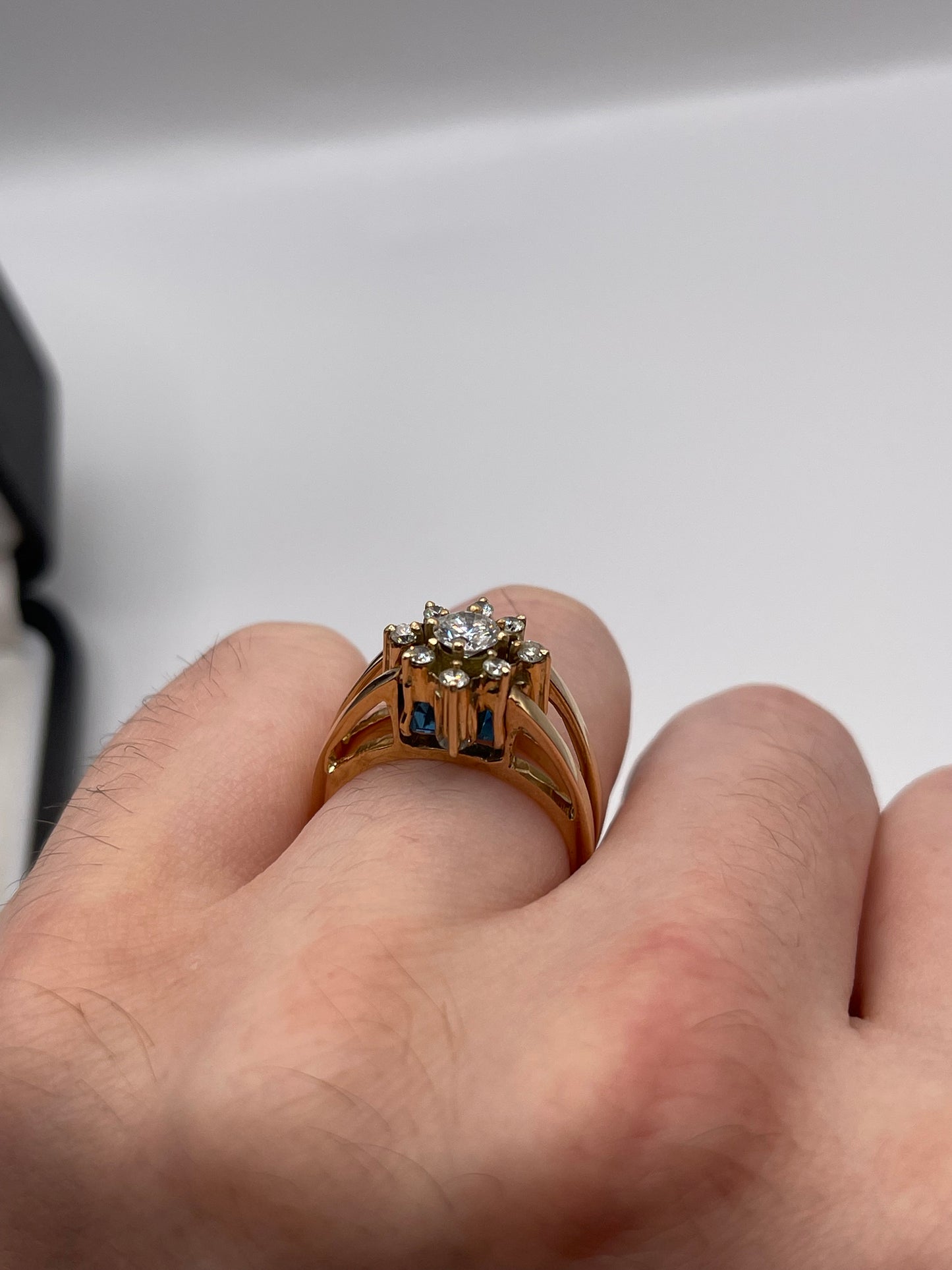 14ct gold topaz and diamond flip ring