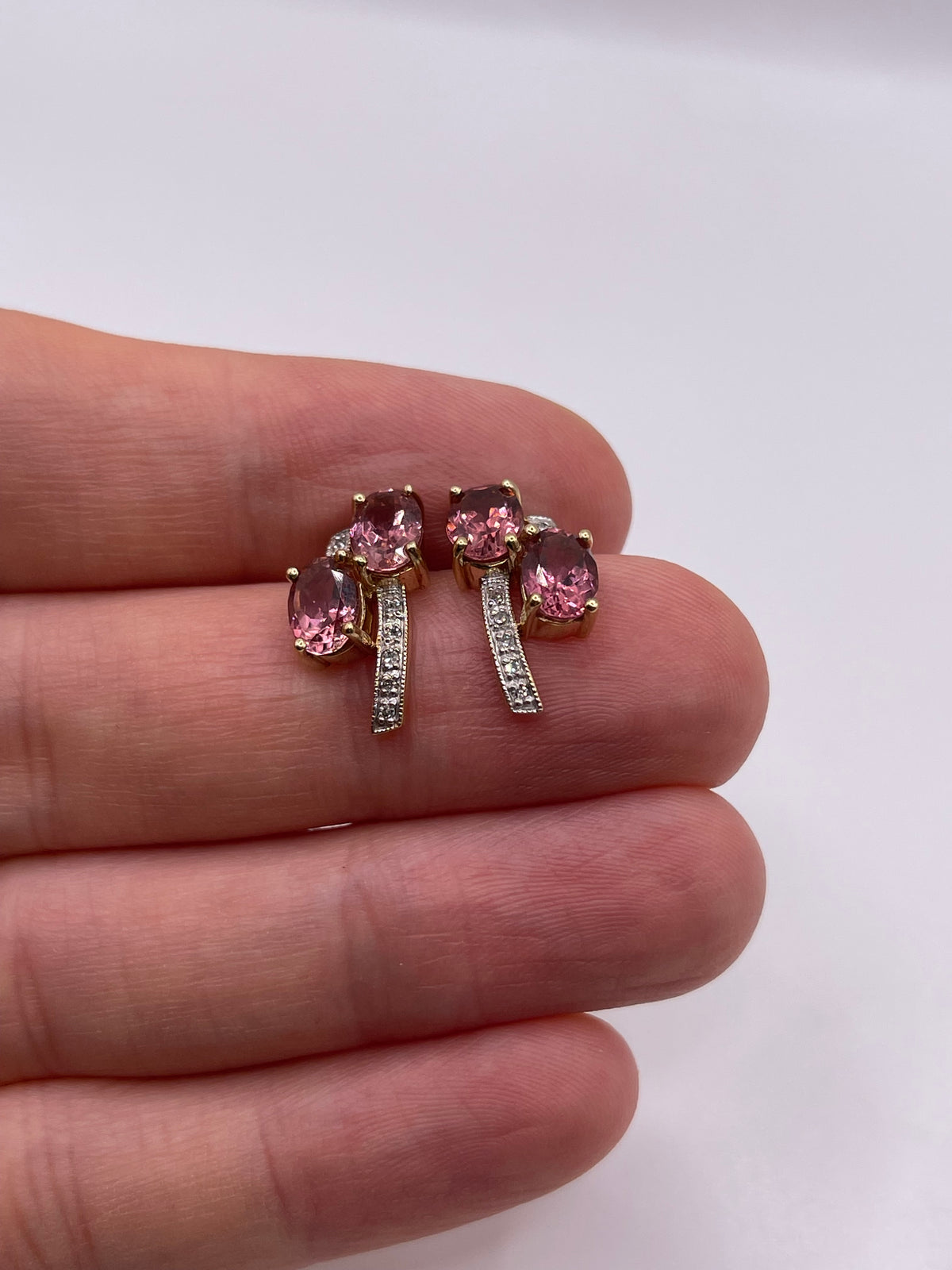 9ct gold tourmaline and diamond earrings