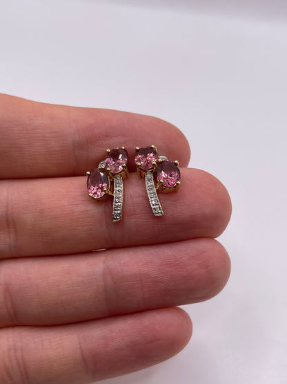 9ct gold tourmaline and diamond earrings