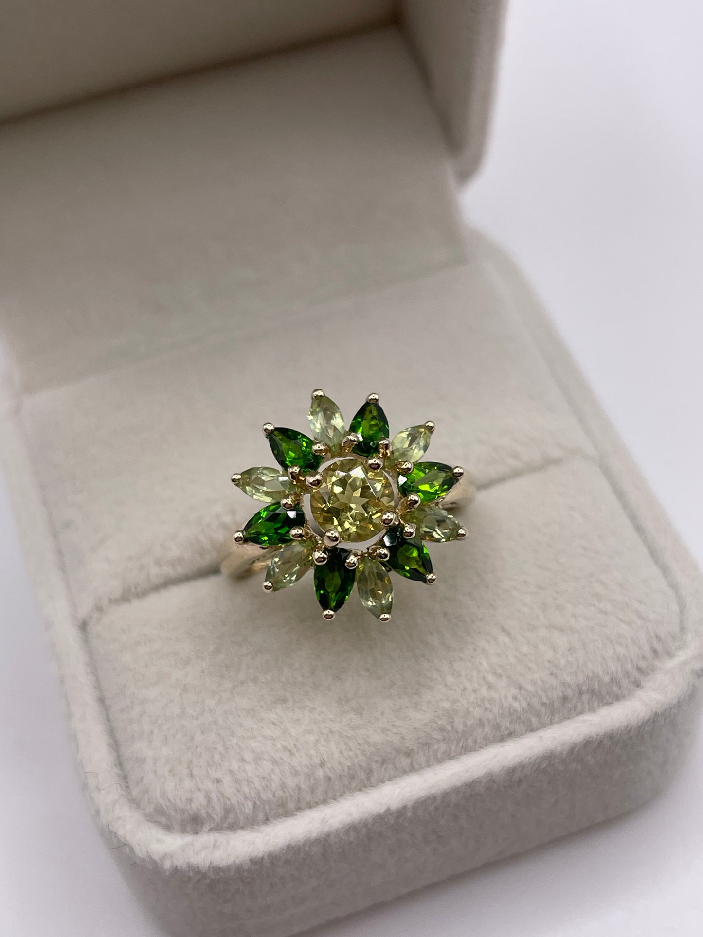 9ct gold multi gemstone cluster ring
