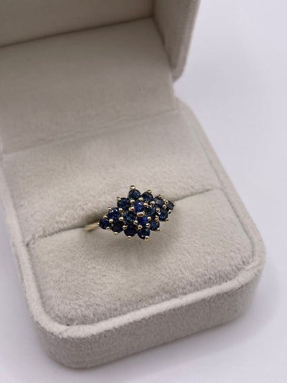 9ct gold sapphire cluster ring