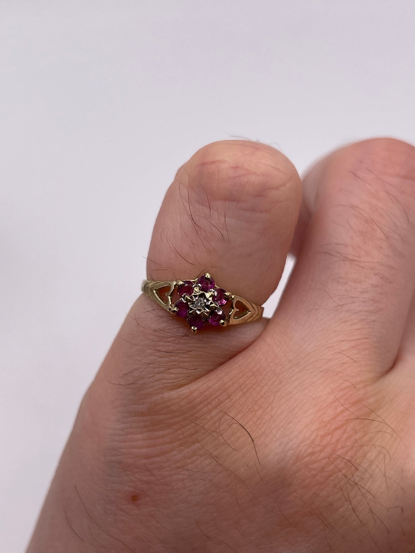 9ct gold ruby and diamond ring
