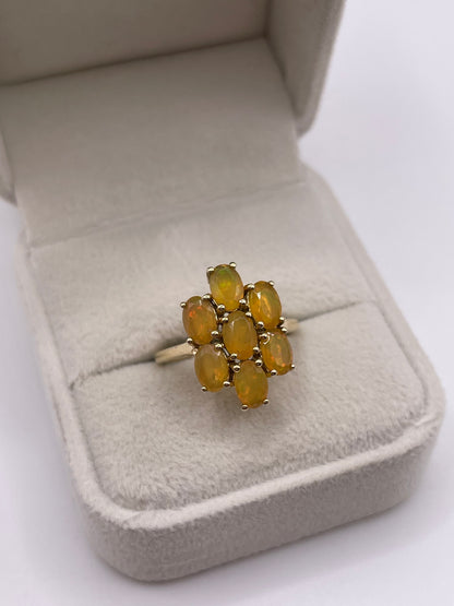 9ct gold opal cluster ring
