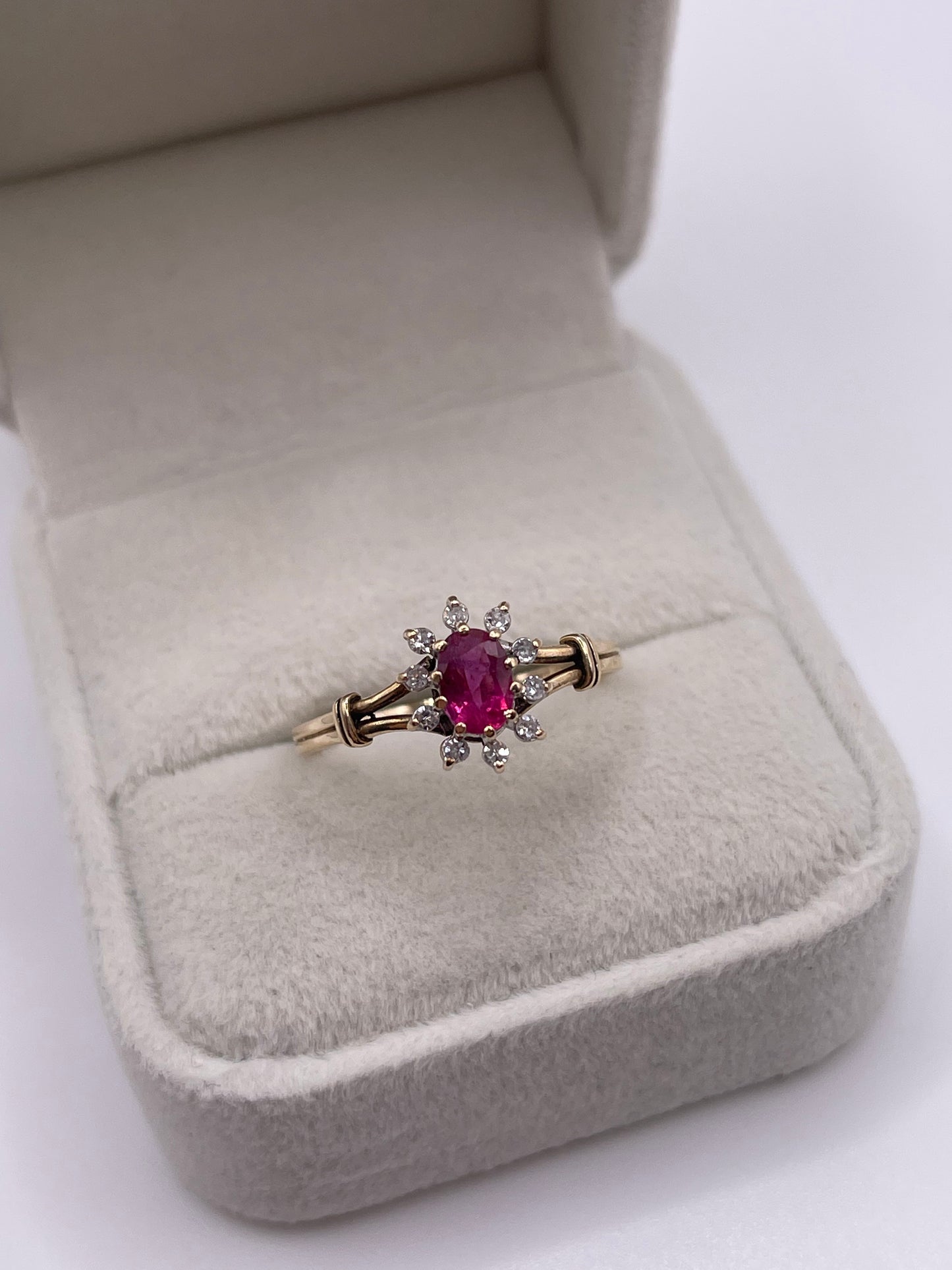 9ct gold ruby and diamond ring