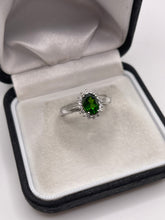 Load image into Gallery viewer, 9ct white gold diopside and topaz ring

