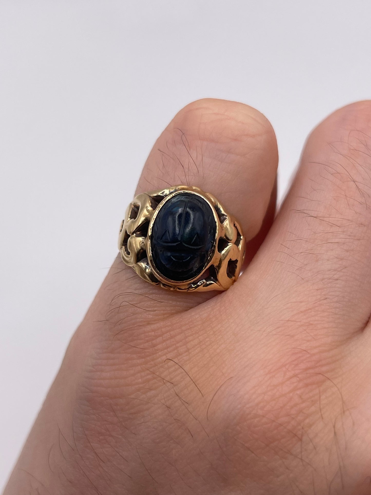 9ct gold gemstone scarab beetle ring