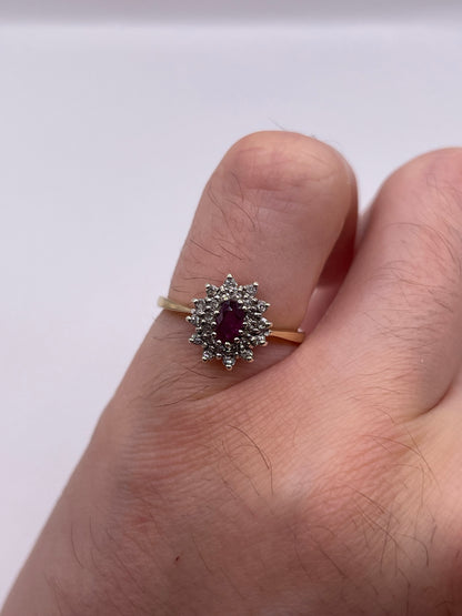 9ct gold ruby and diamond ring