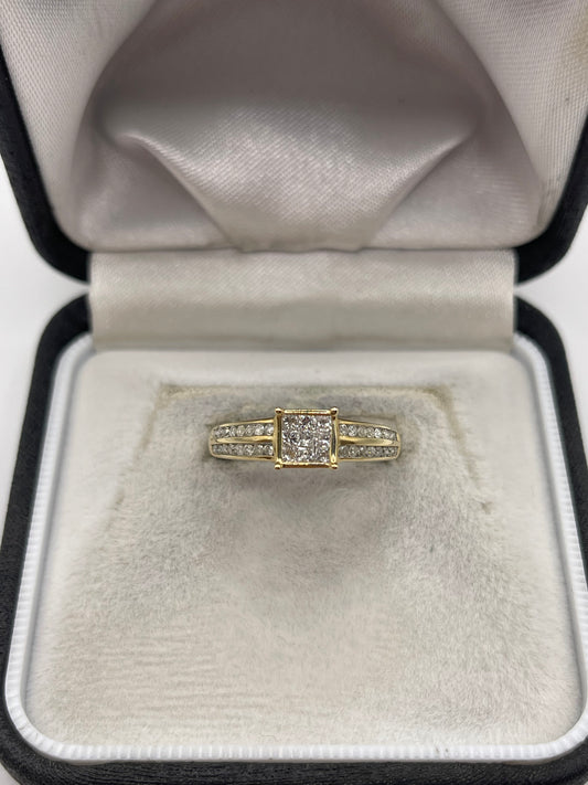 9ct gold diamond cluster ring
