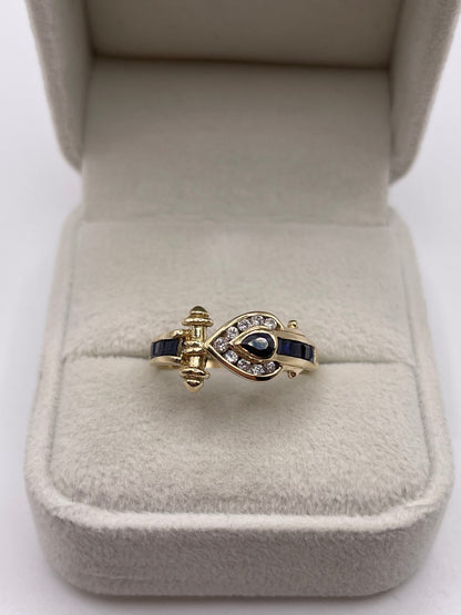 9ct gold sapphire and cz ring