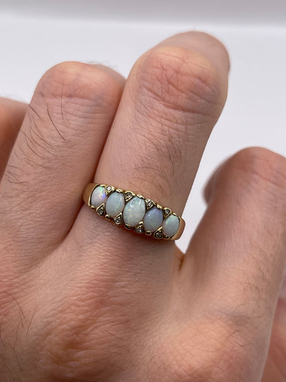9ct gold opal and diamond ring