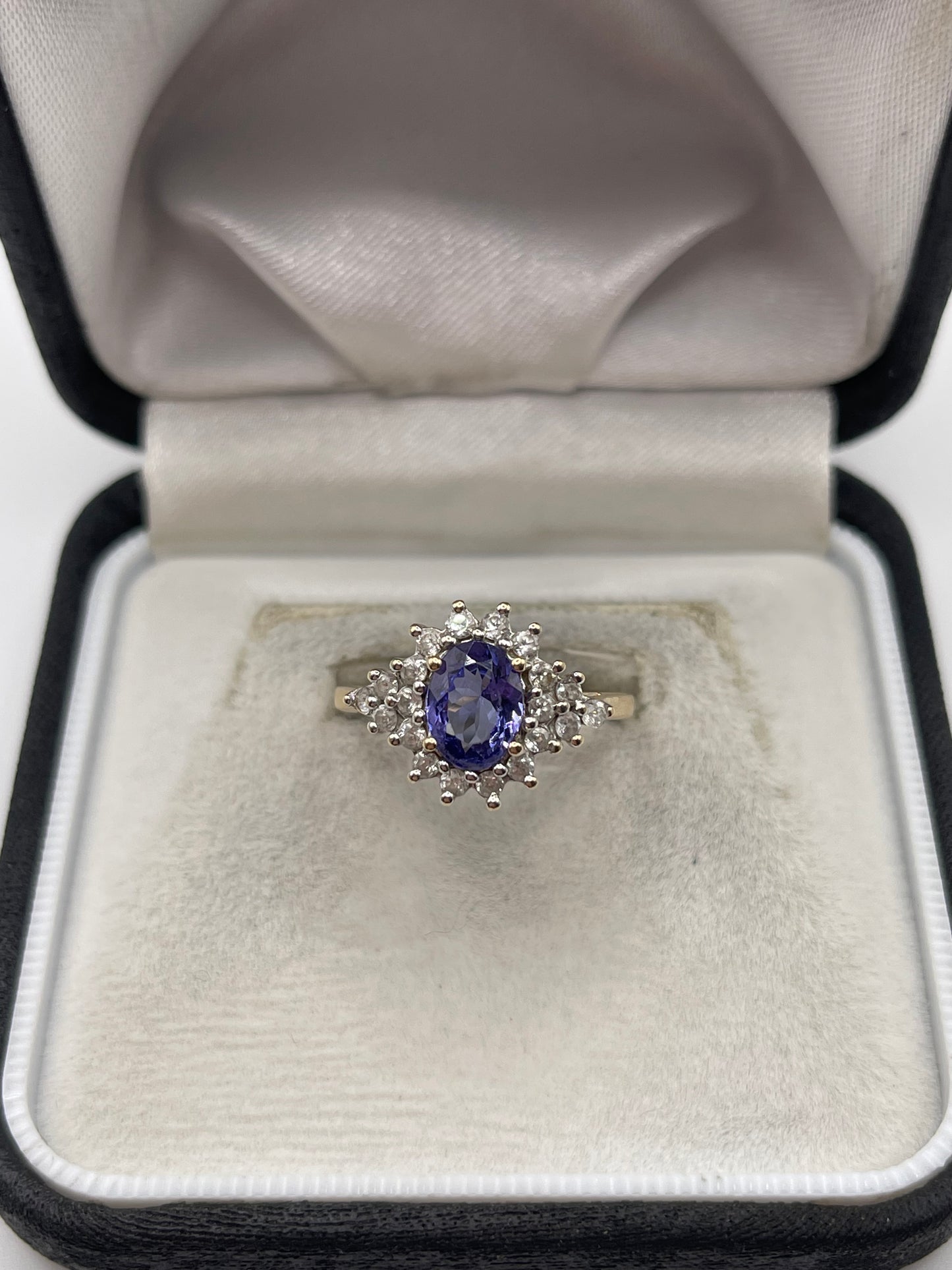 9ct gold tanzanite and zircon ring