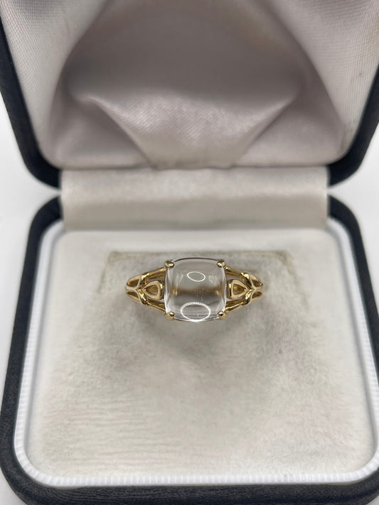 9ct gold rock Crystal ring