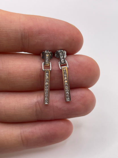 9ct white gold diamond earrings