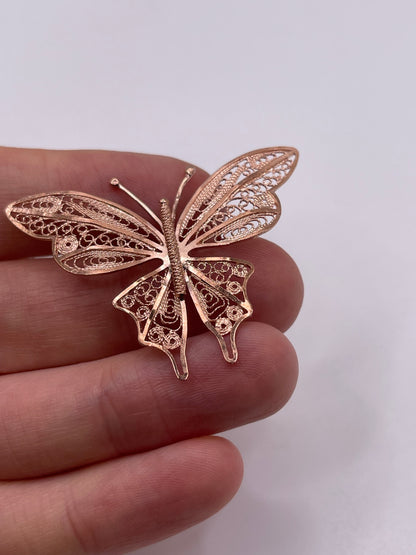9ct rose gold butterfly pendant
