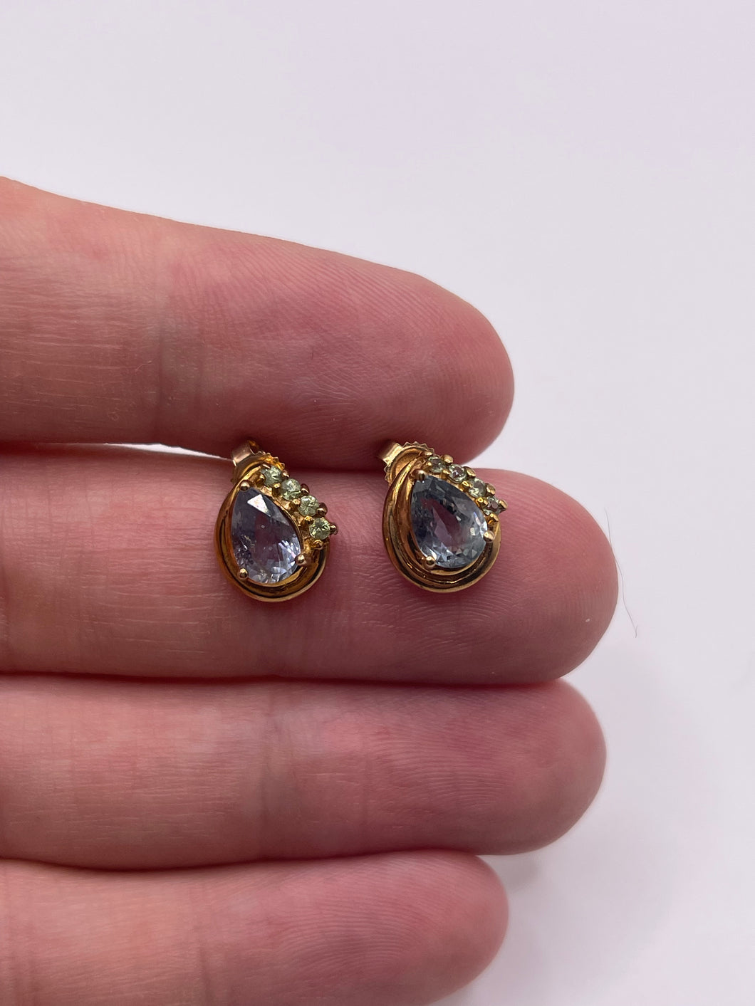9ct gold quartz cluster earrings