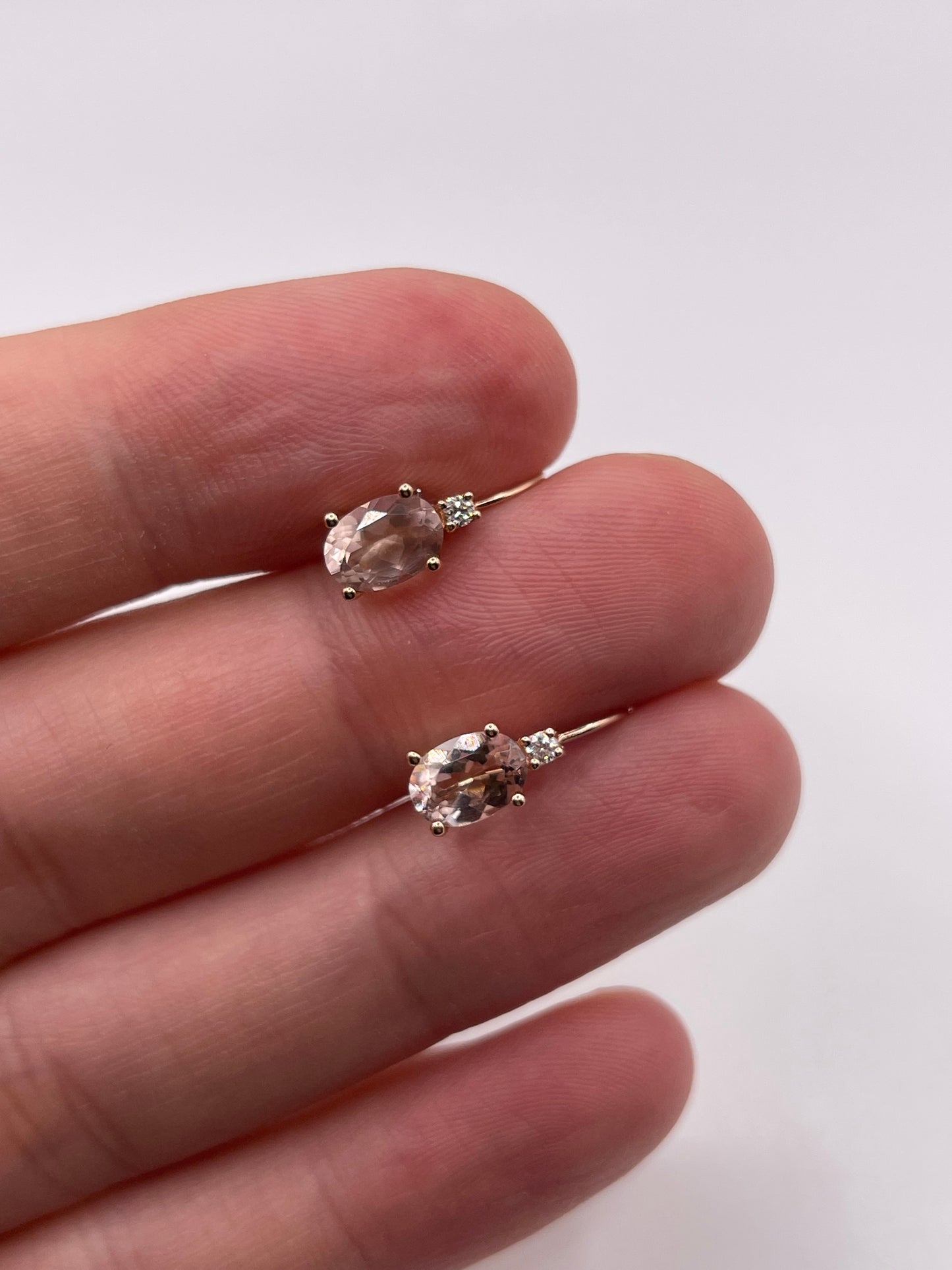 9ct rose gold morganite and diamond earrings