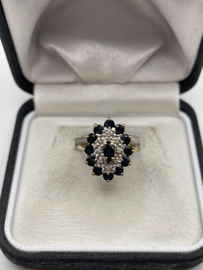 9ct gold sapphire and diamond ring