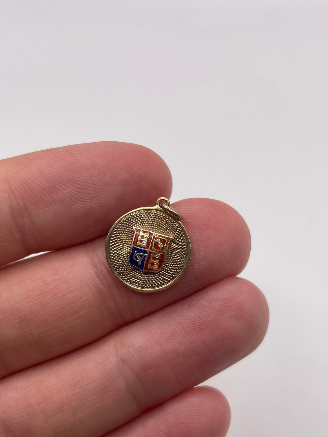 9ct gold enamel shield charm