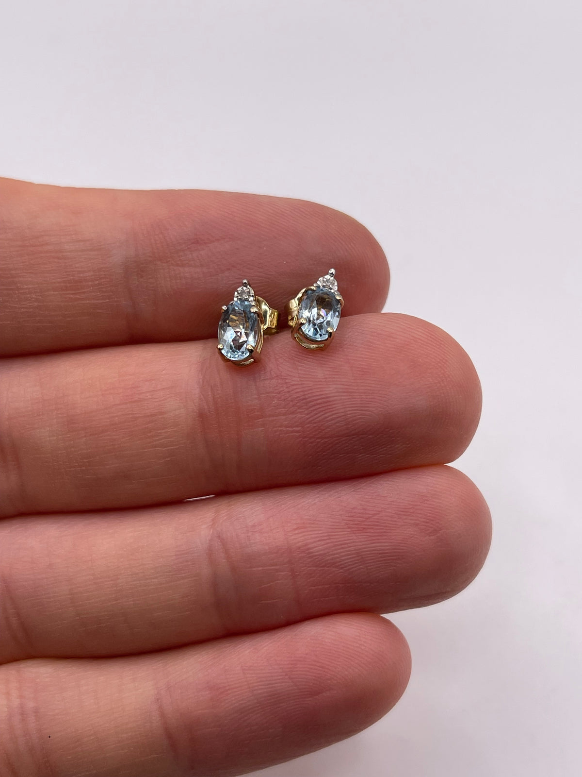 9ct gold topaz and diamond earrings