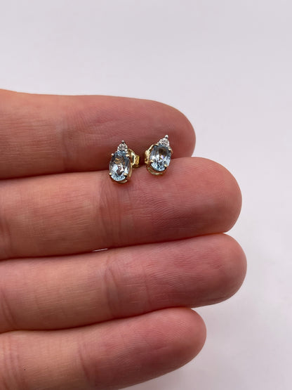 9ct gold topaz and diamond earrings
