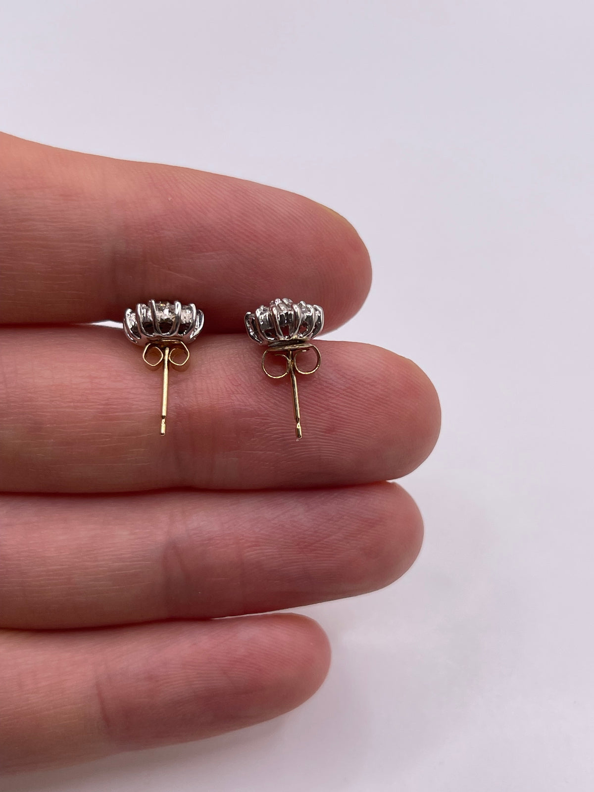 9ct gold diamond cluster earrings