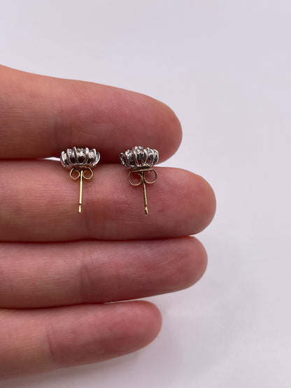 9ct gold diamond cluster earrings
